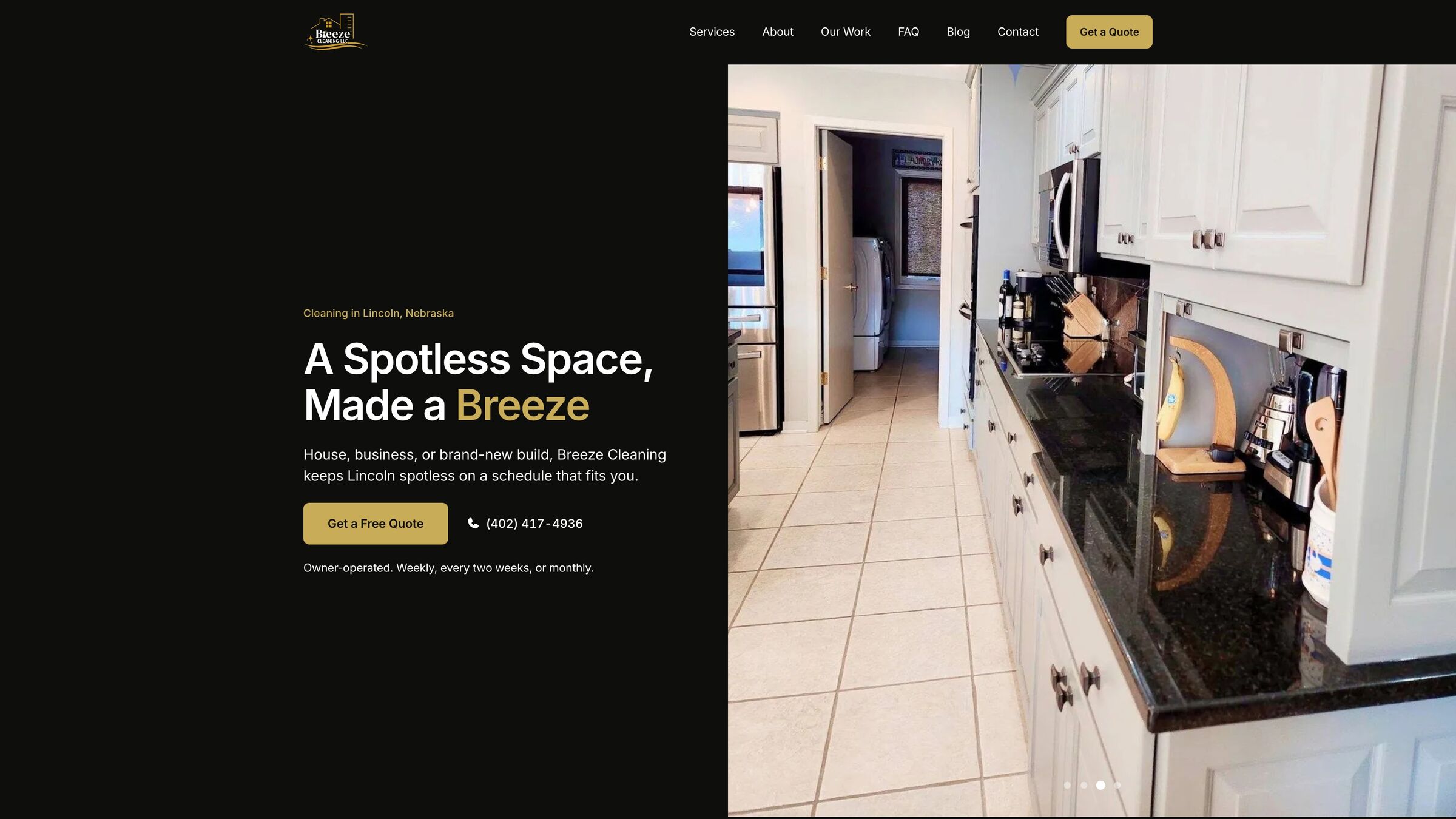 Breeze homepage: a spotless space, made a breeze