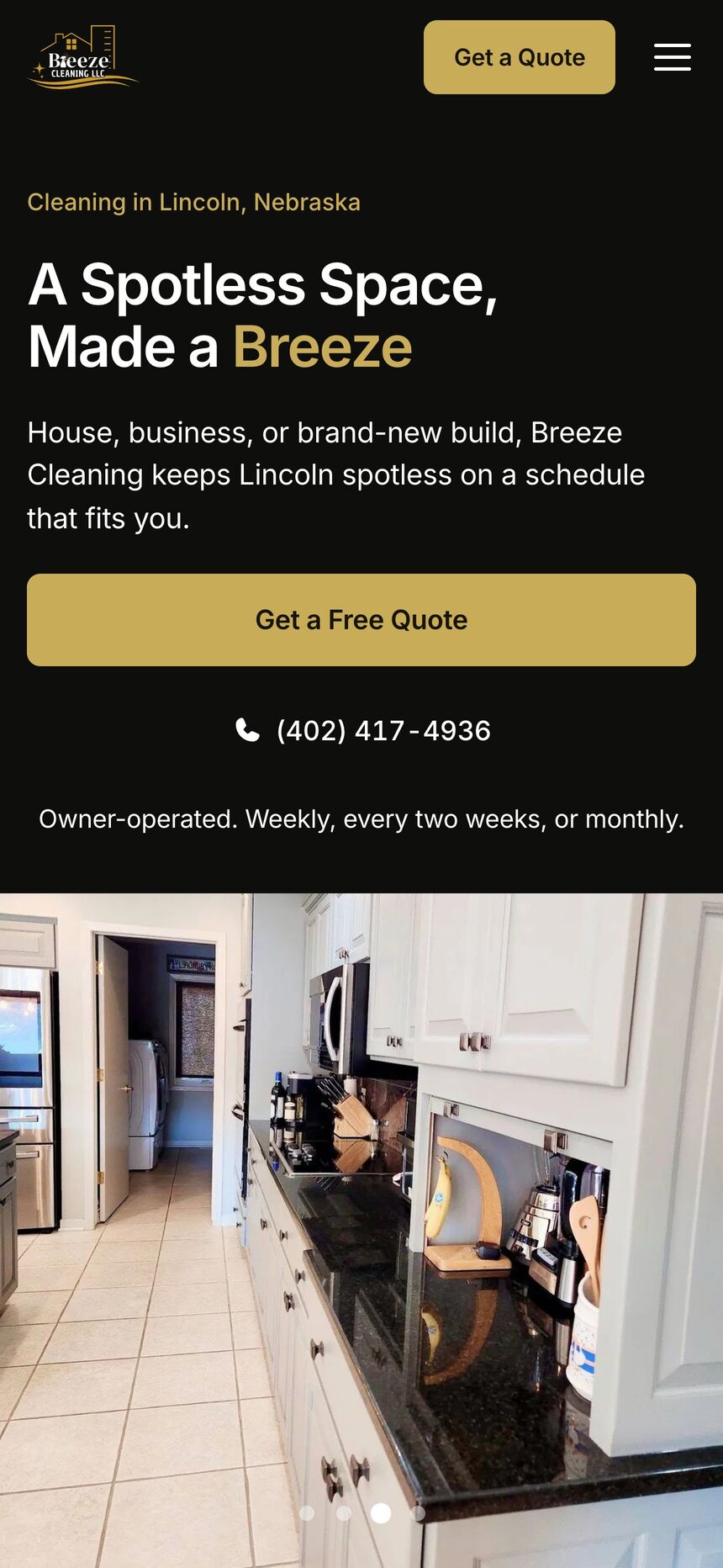 Breeze homepage on a phone
