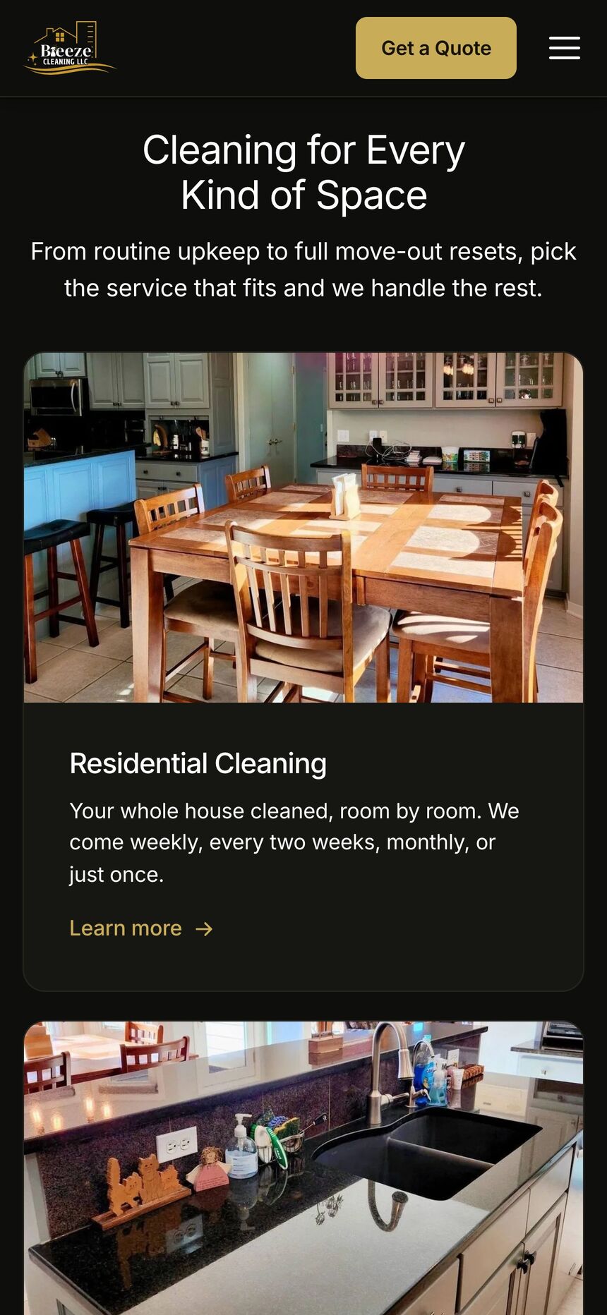 Cleaning services on a phone