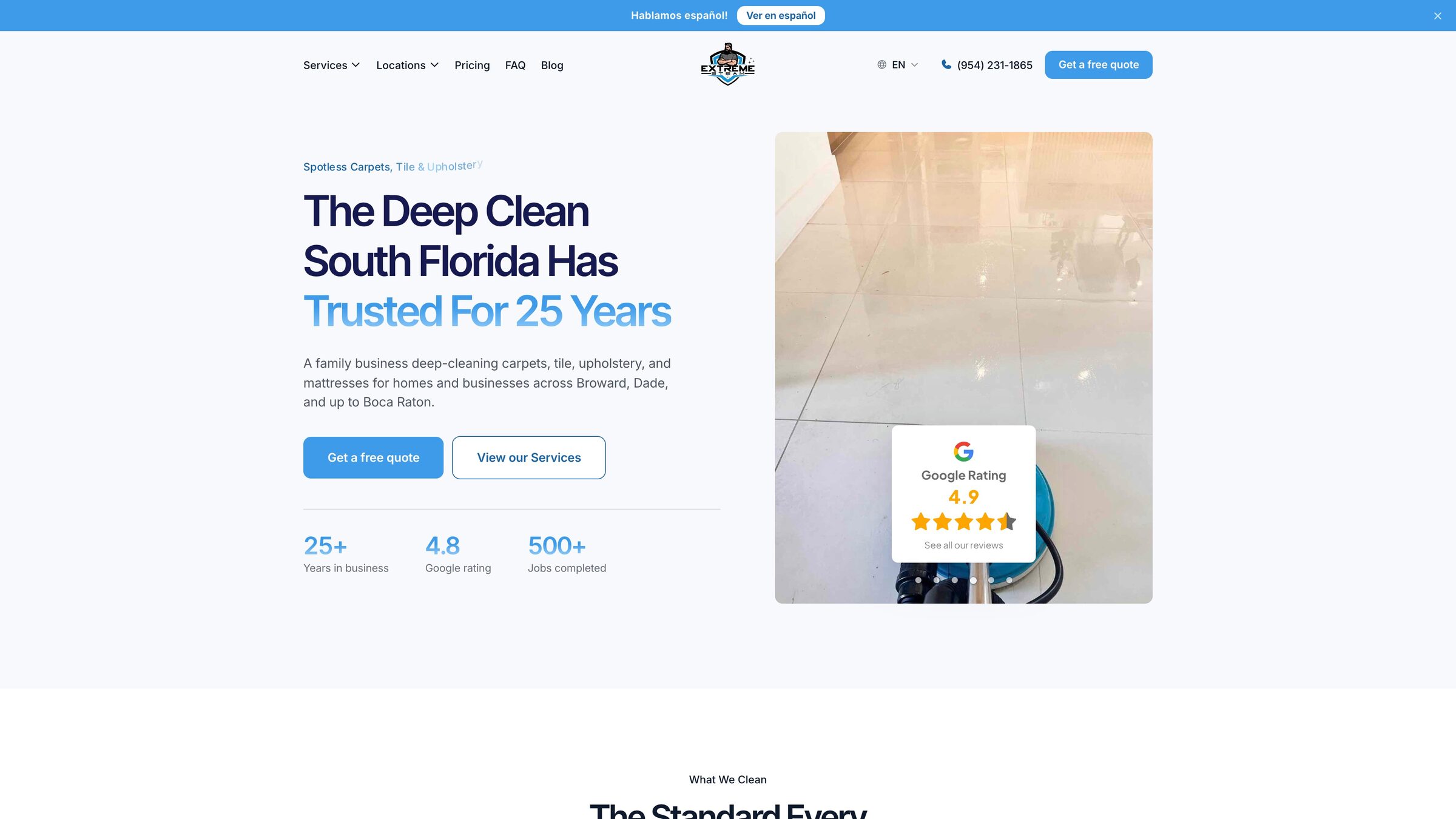 Extreme Steam homepage: The deep clean South Florida has trusted for 25 years