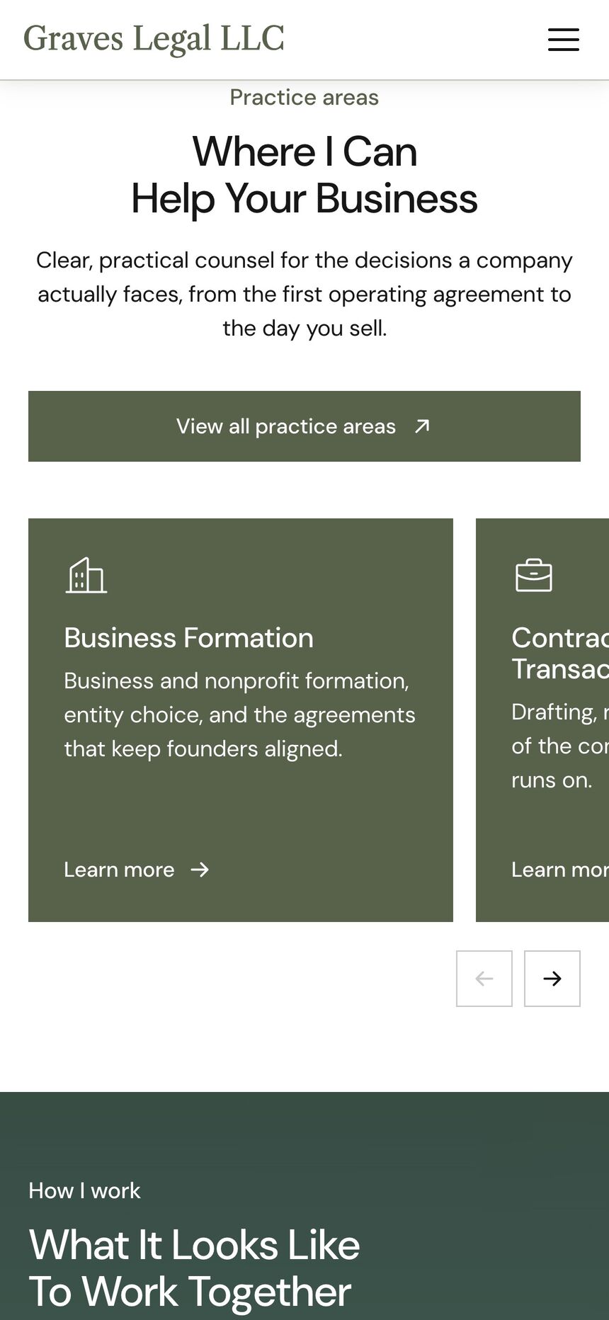 Practice areas on a phone