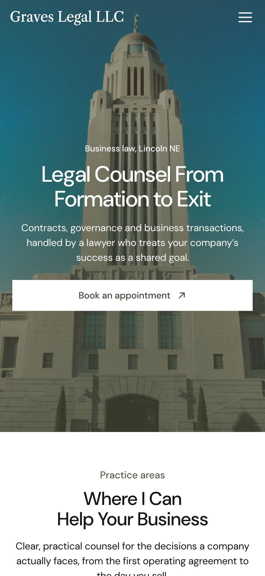 Graves Legal homepage on a phone