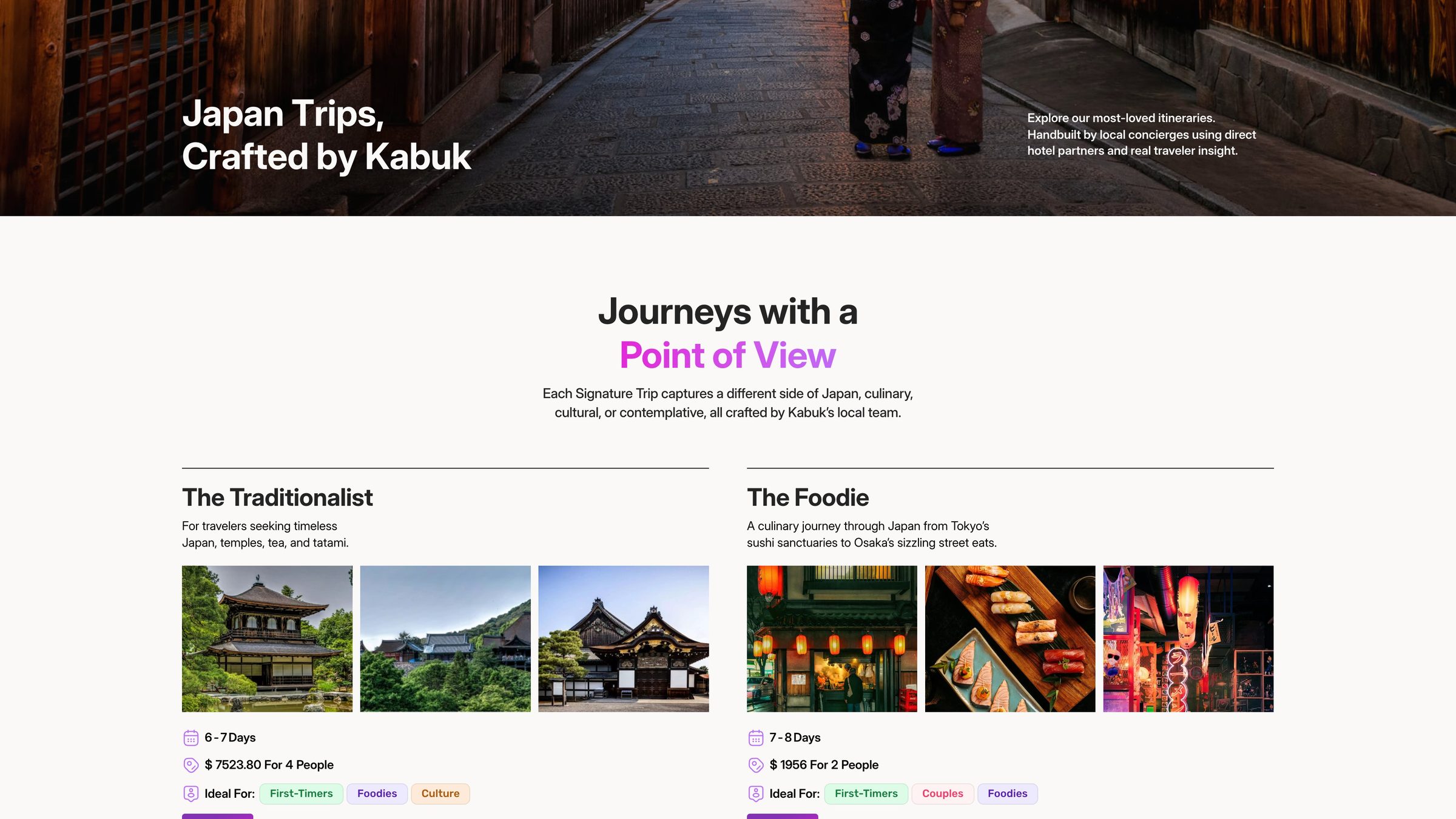 Japan trips, crafted by Kabuk