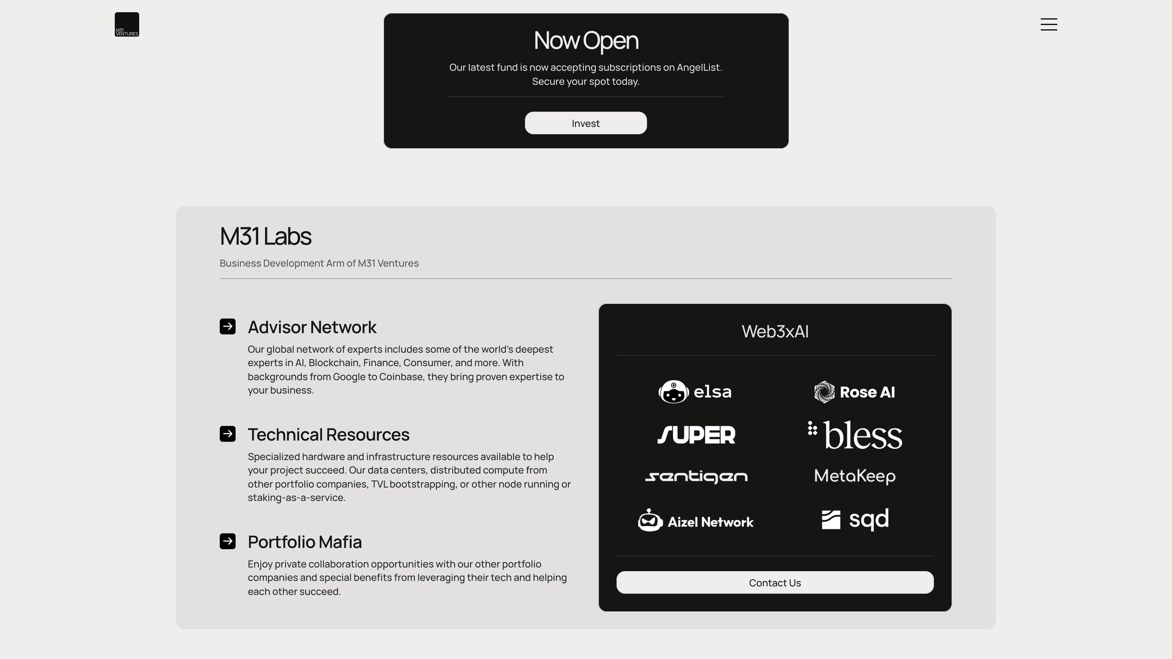 M31 Labs: advisor network, technical resources and portfolio mafia
