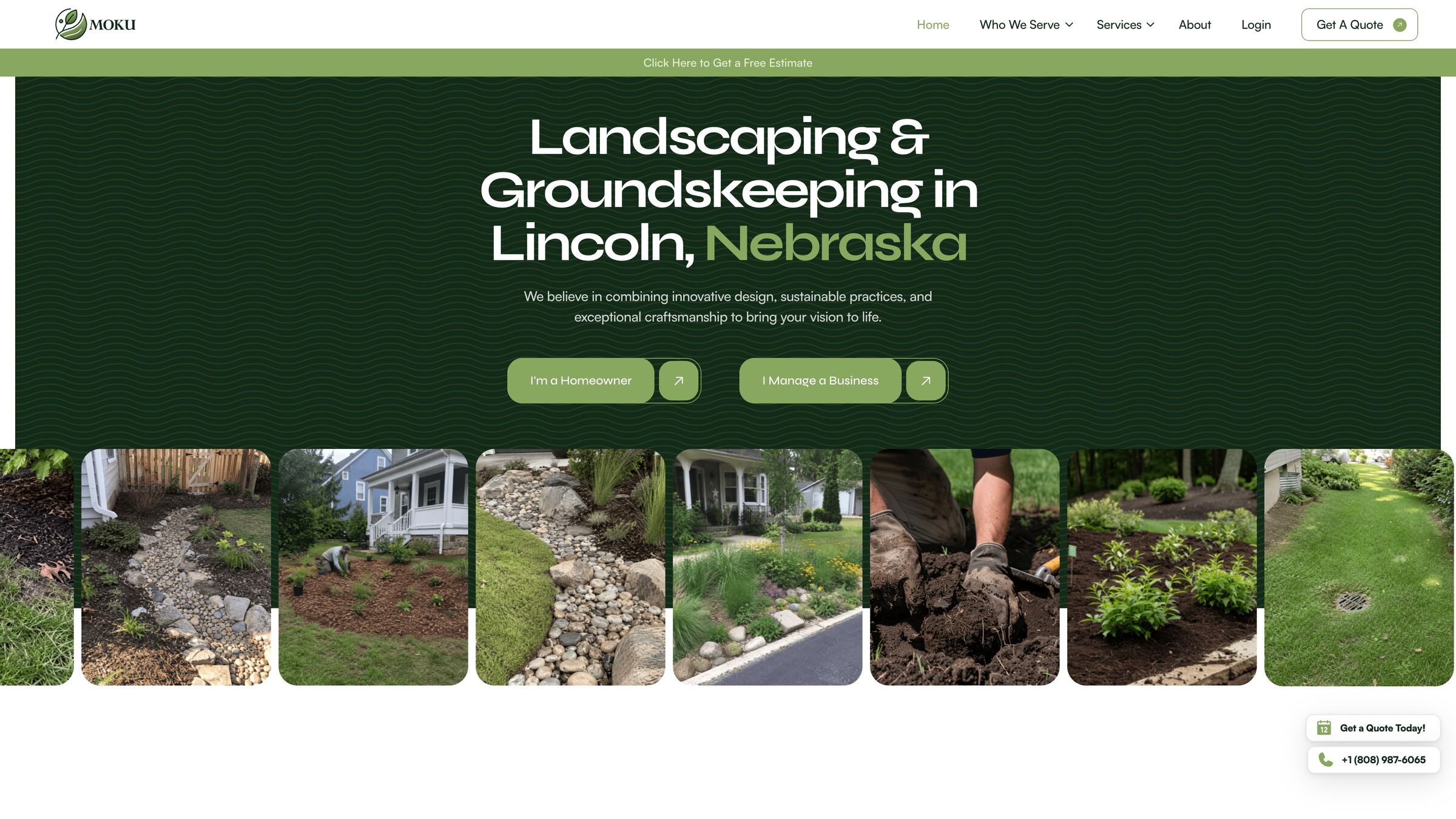 Moku Nebraska homepage: landscaping and groundskeeping in Lincoln