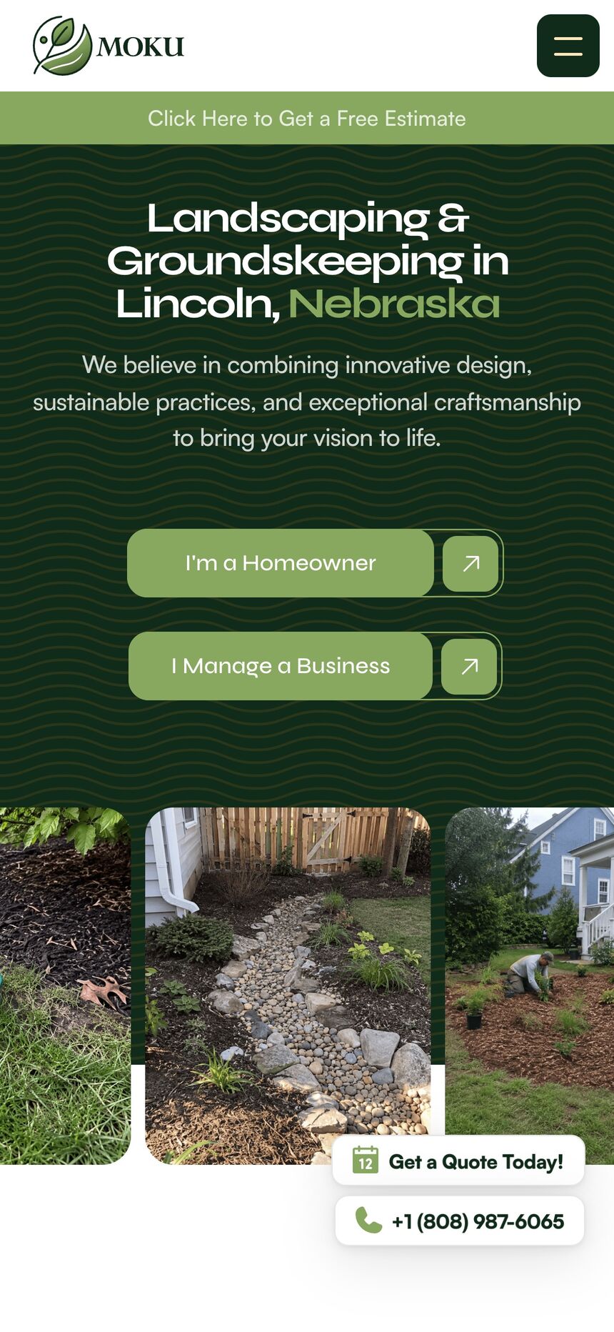 Moku Nebraska homepage on a phone