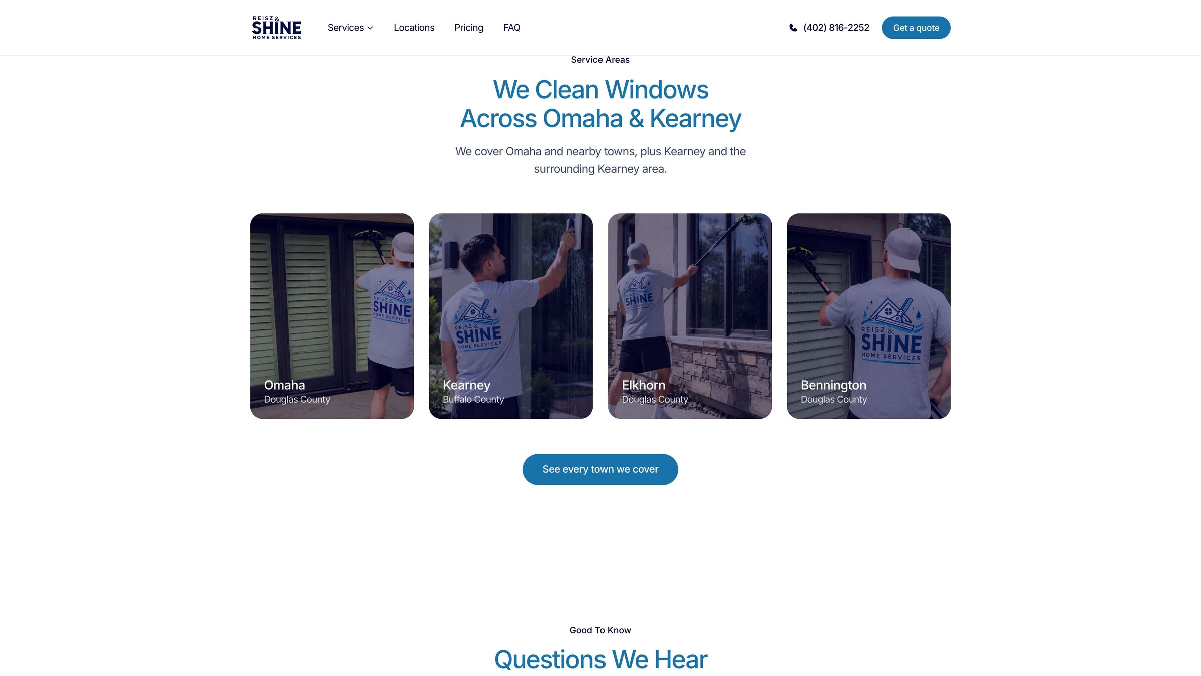 Service area across Omaha and Kearney