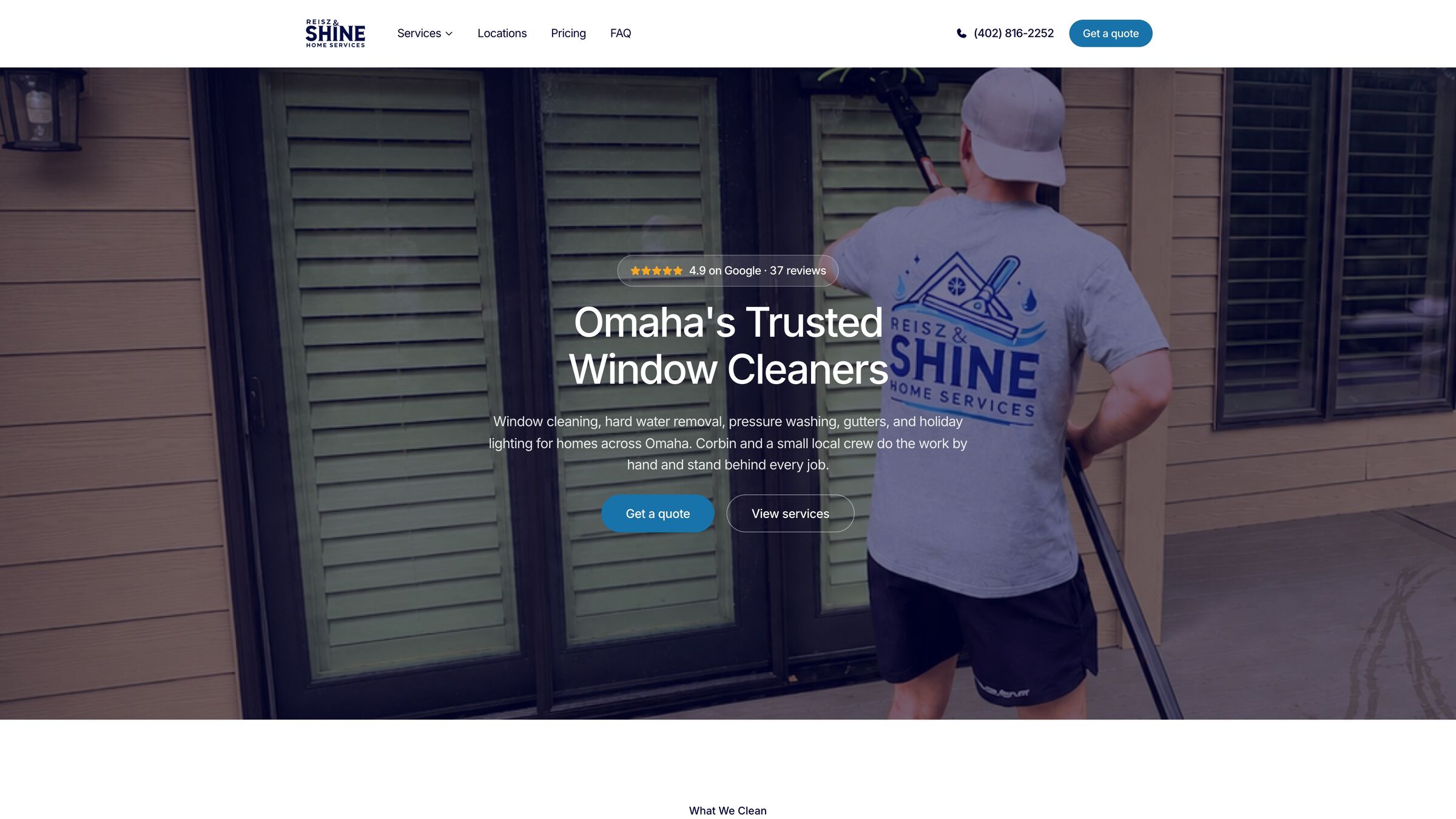 Reisz & Shine homepage: Omaha's trusted window cleaners