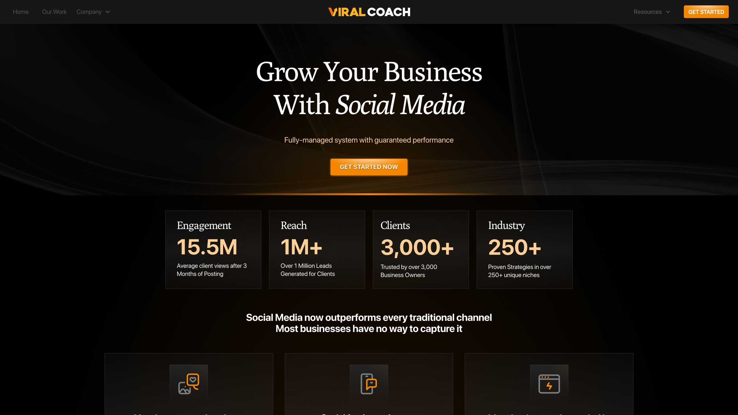 Viral Coach homepage: grow your business with social media