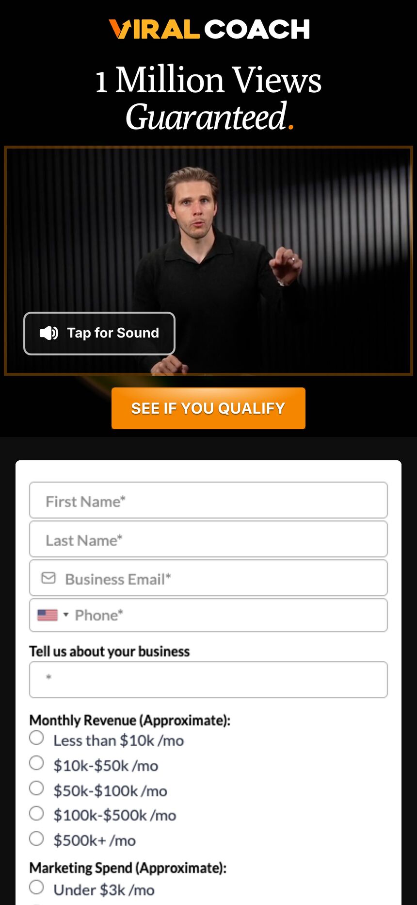 The intake form on a phone