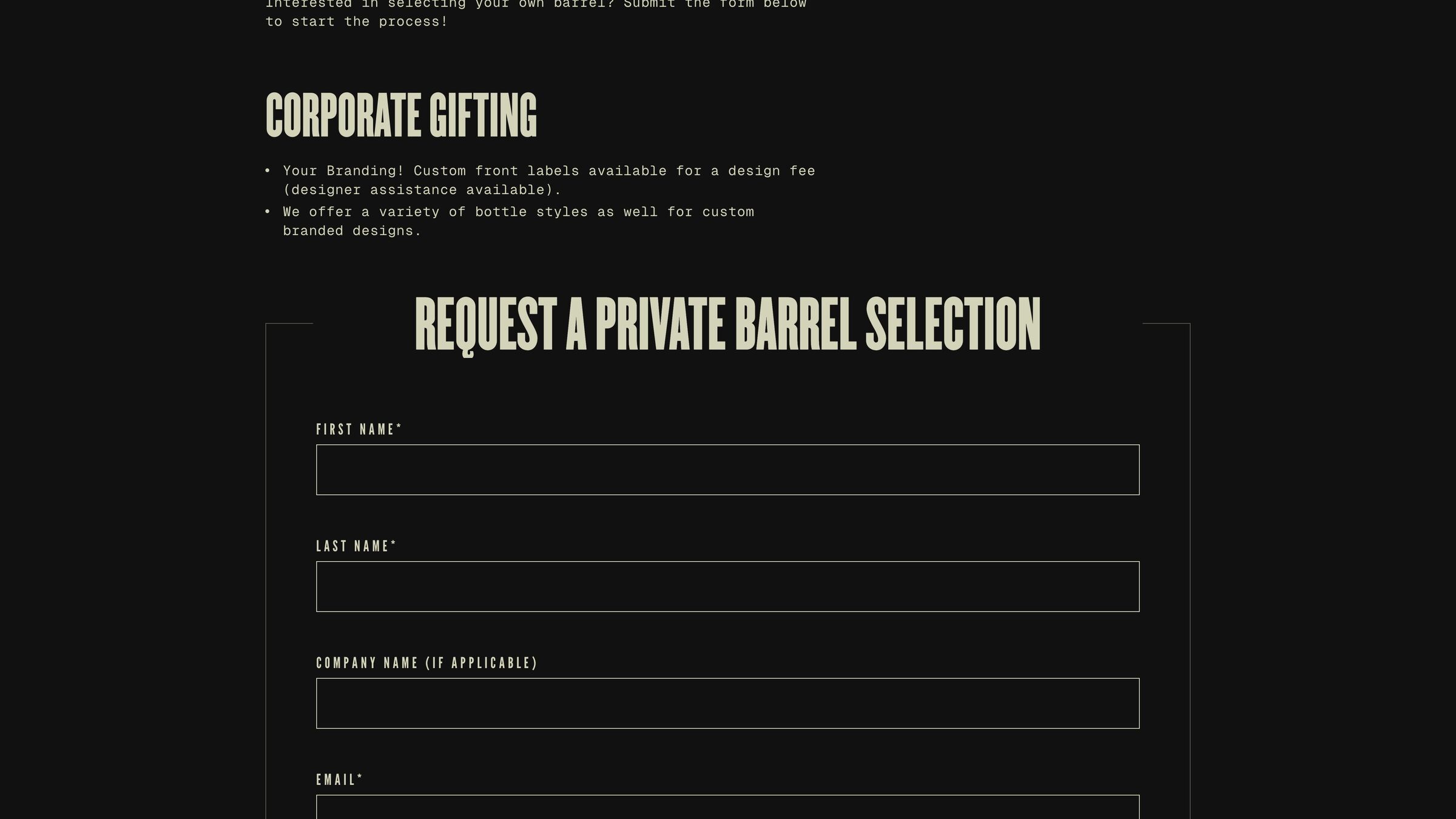 Corporate gifting with a private barrel