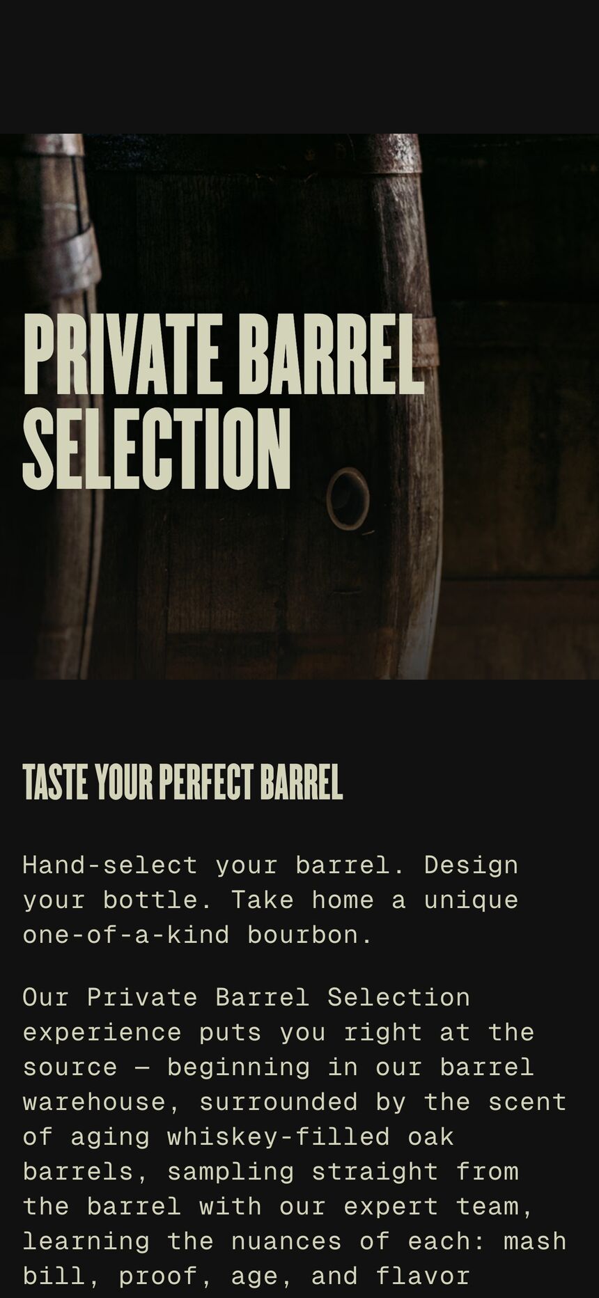 Private barrel page on a phone