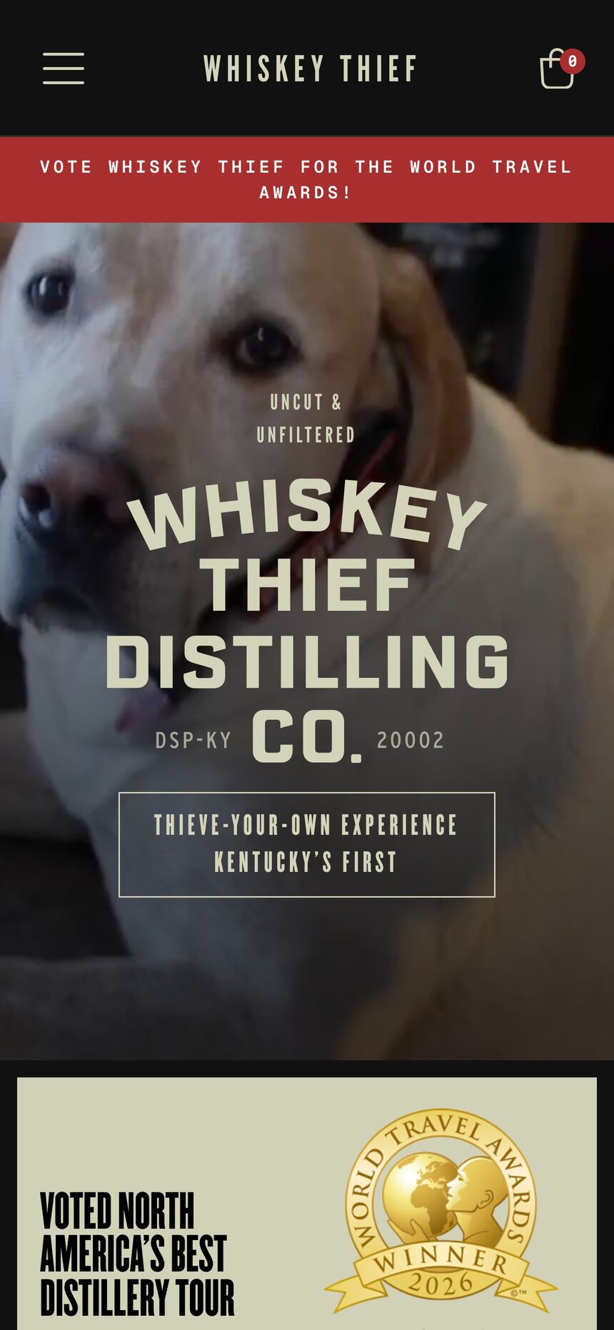 Whiskey Thief homepage on a phone