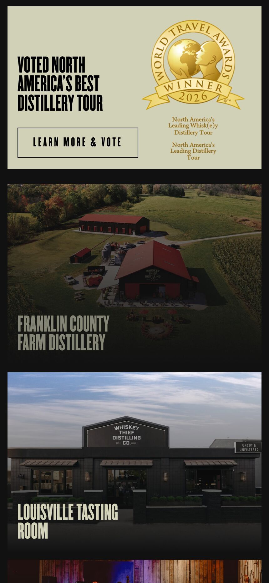Voted North America's best distillery tour, on a phone