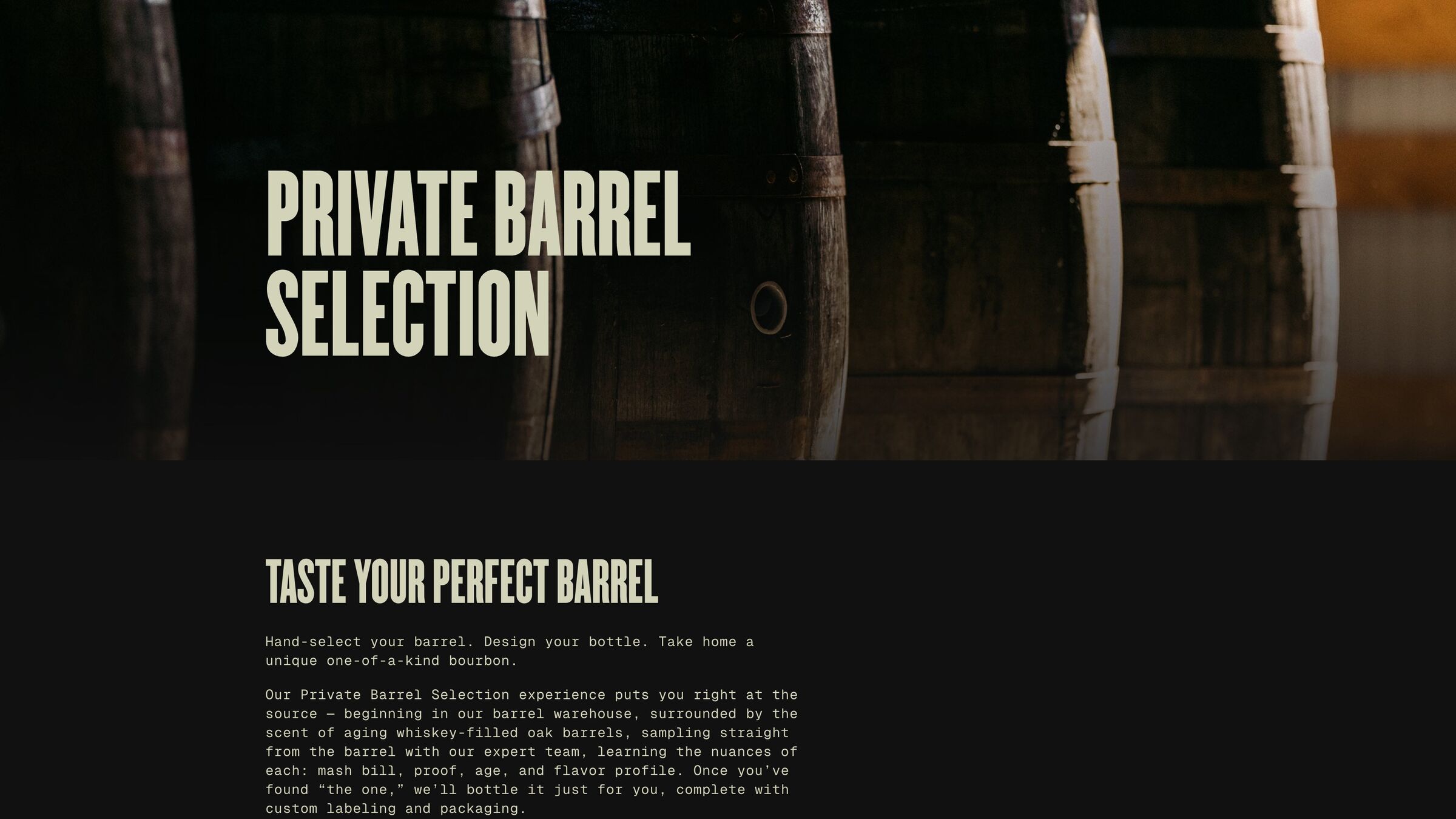 Private barrel selection page
