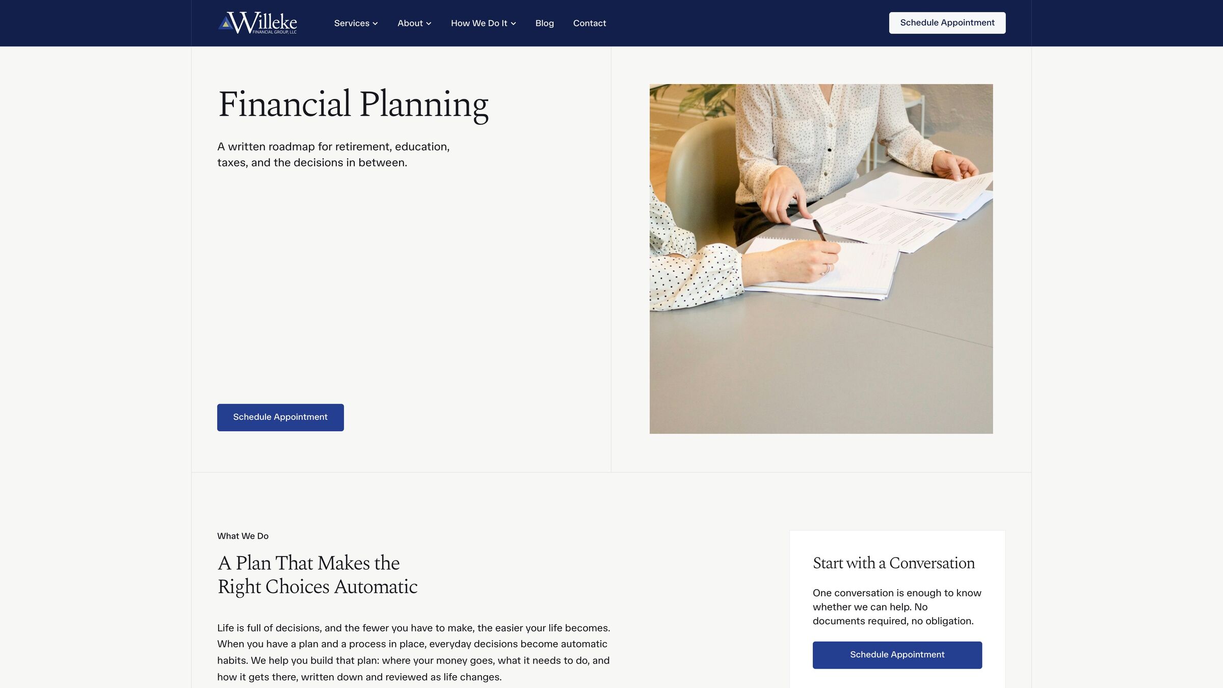 Financial planning service page