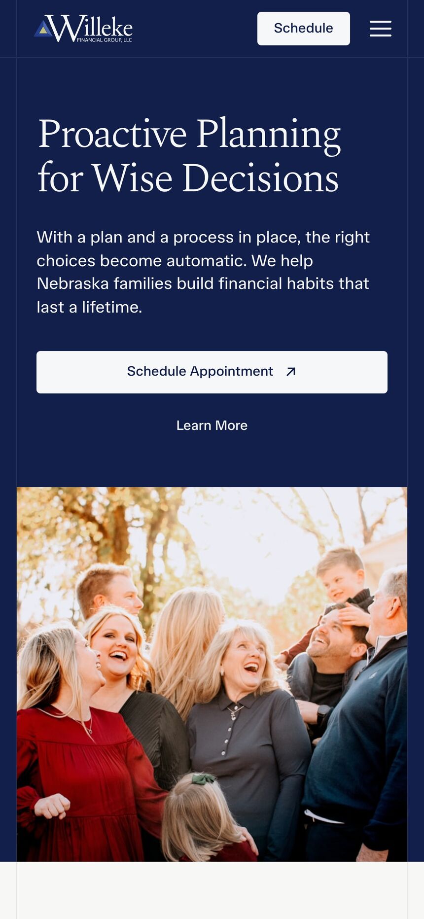 Willeke homepage on a phone